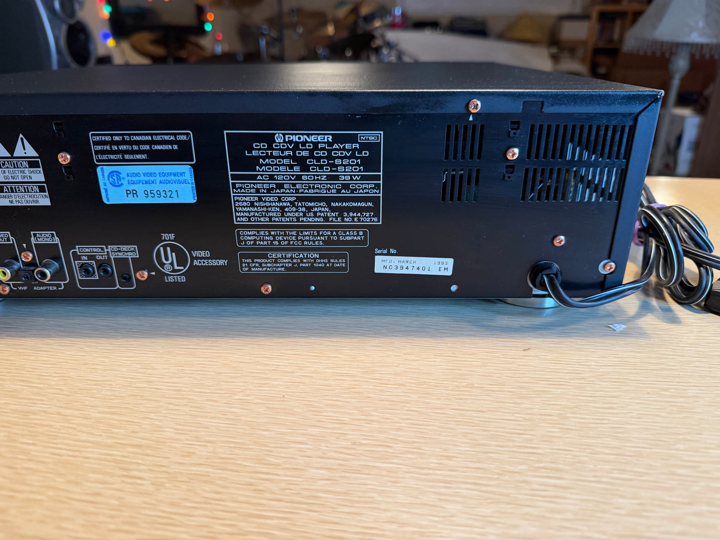 Vintage PIONEER Laser Disc Player CLD-S201 Tested & Working! Great Cond + Remote
