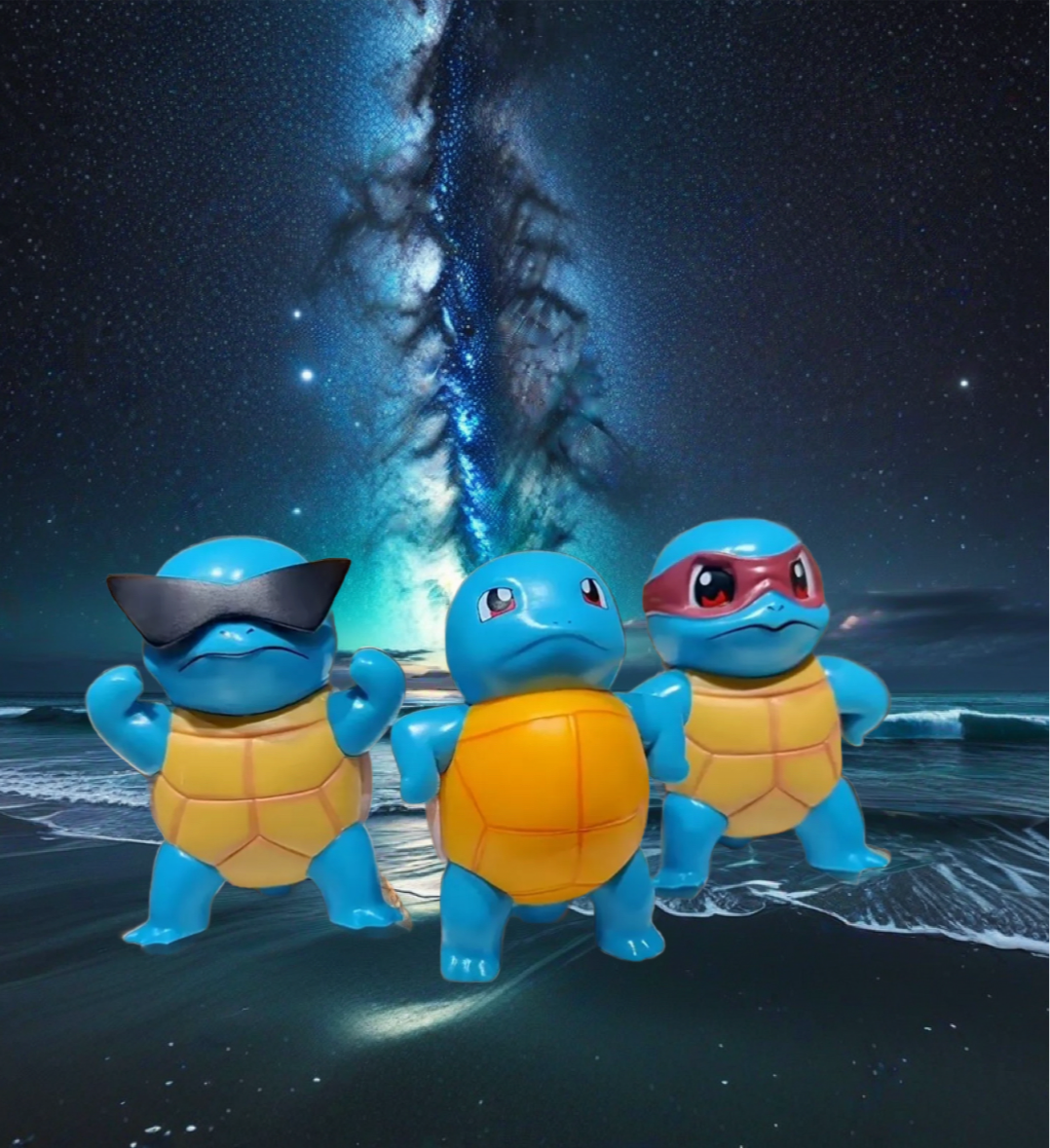 3 Piece Pokemon Squirtle Squad Action Figures Glasses Action Figure Brand New