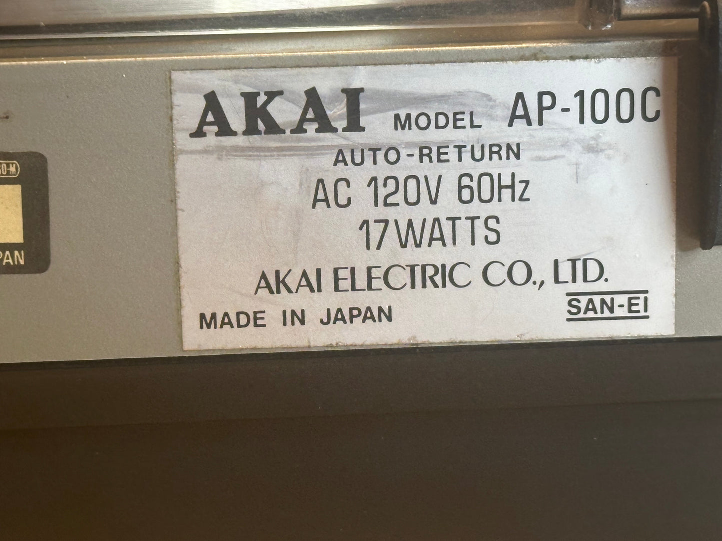 Vintage High Fidelity AKAI AP-100 C Fully Functional Extremely Rare *NEW BELT*