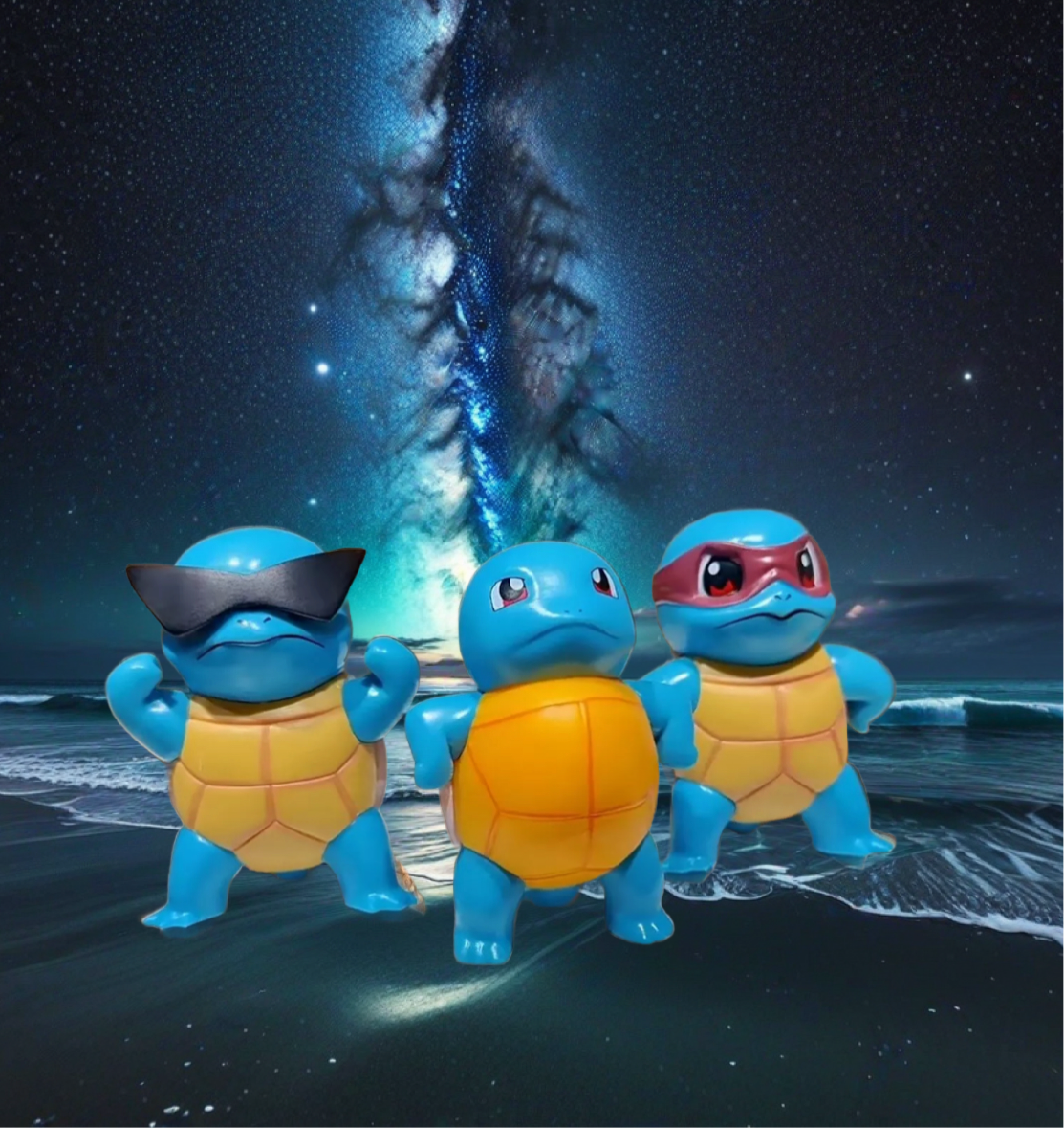 3 Piece Pokemon Squirtle Squad Action Figures Glasses Action Figure Brand New