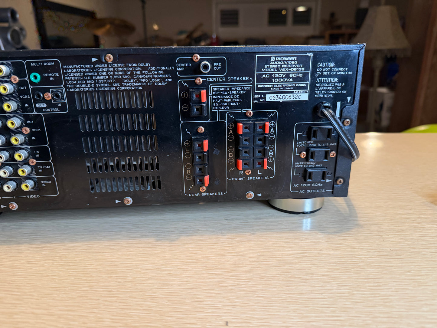 Pioneer VSX-D613S AV stereo receiver MONSTER 130WPC BEAST CLEANED & Tested Rare!