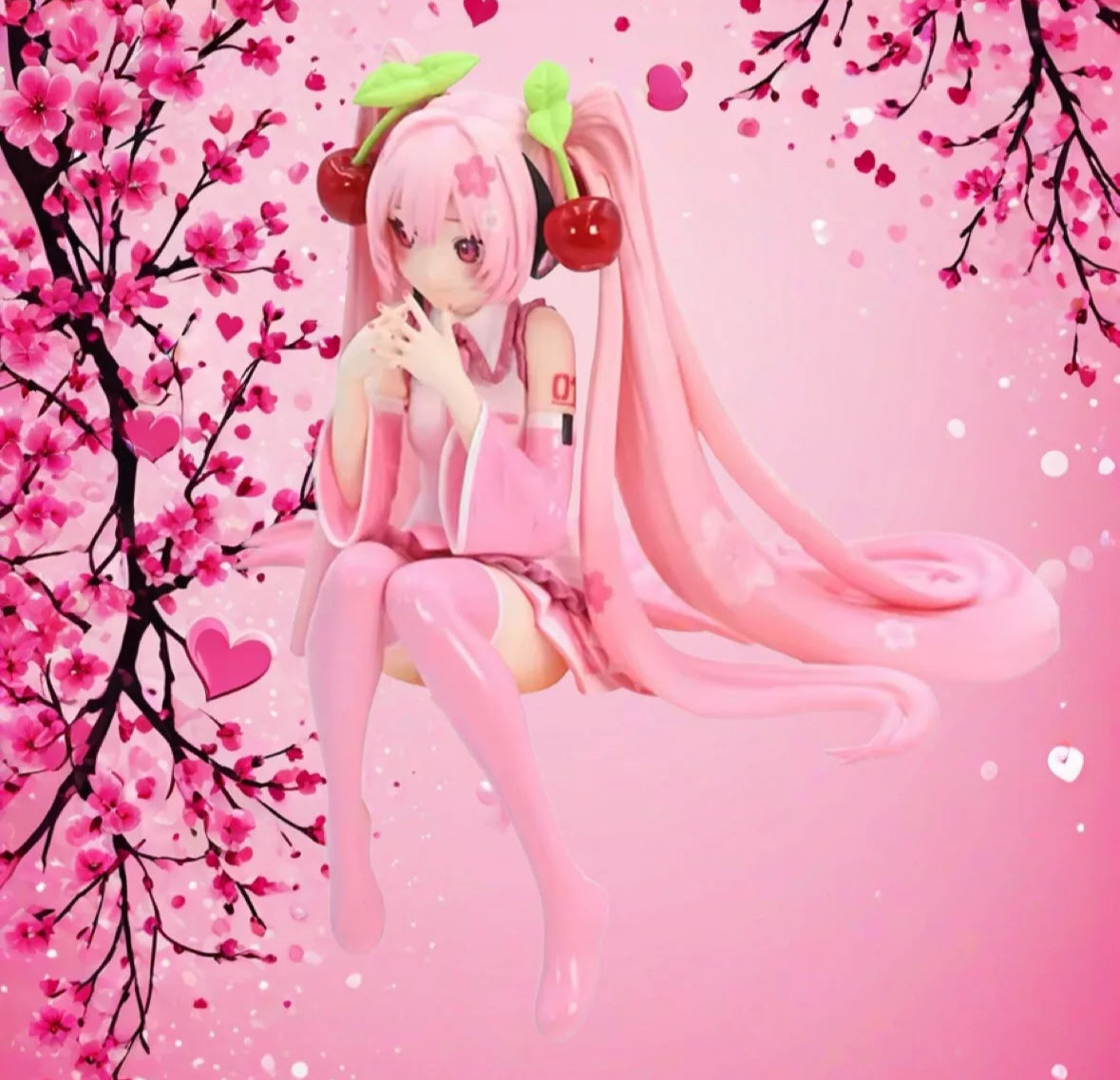 Hatsune Miku Action Figure Cherry Blossom Kawaii Model Pink 10cm Brand New