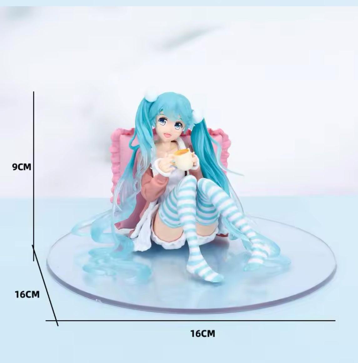New Hatsune Miku Anime figure Pink sakura sitting position PVC Action figure 16c