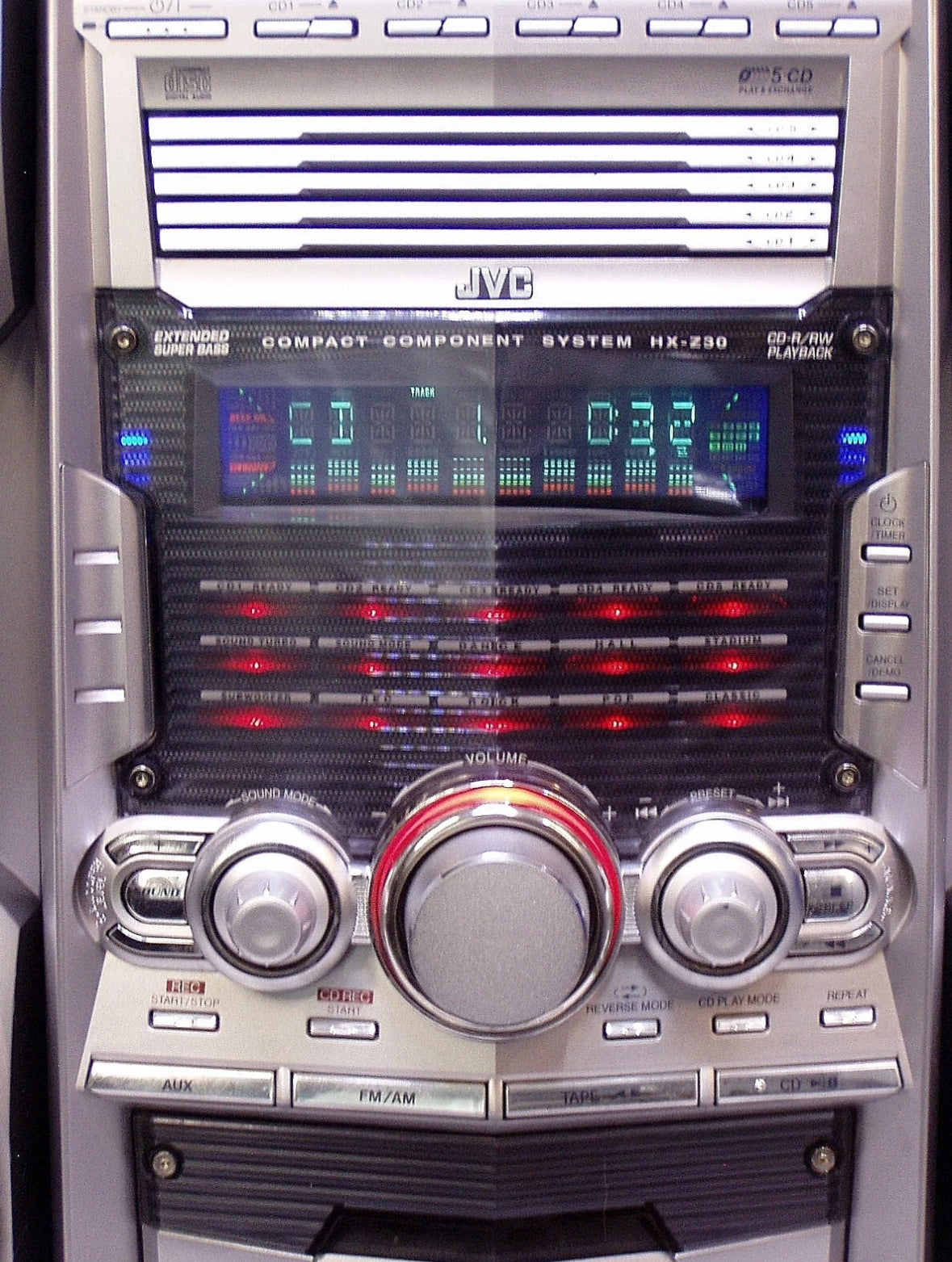 Vtg JVC HX-Z30 Tower of Power Shelf STEREO AM/FM 5 Disc CD Player w/ Bluetooth