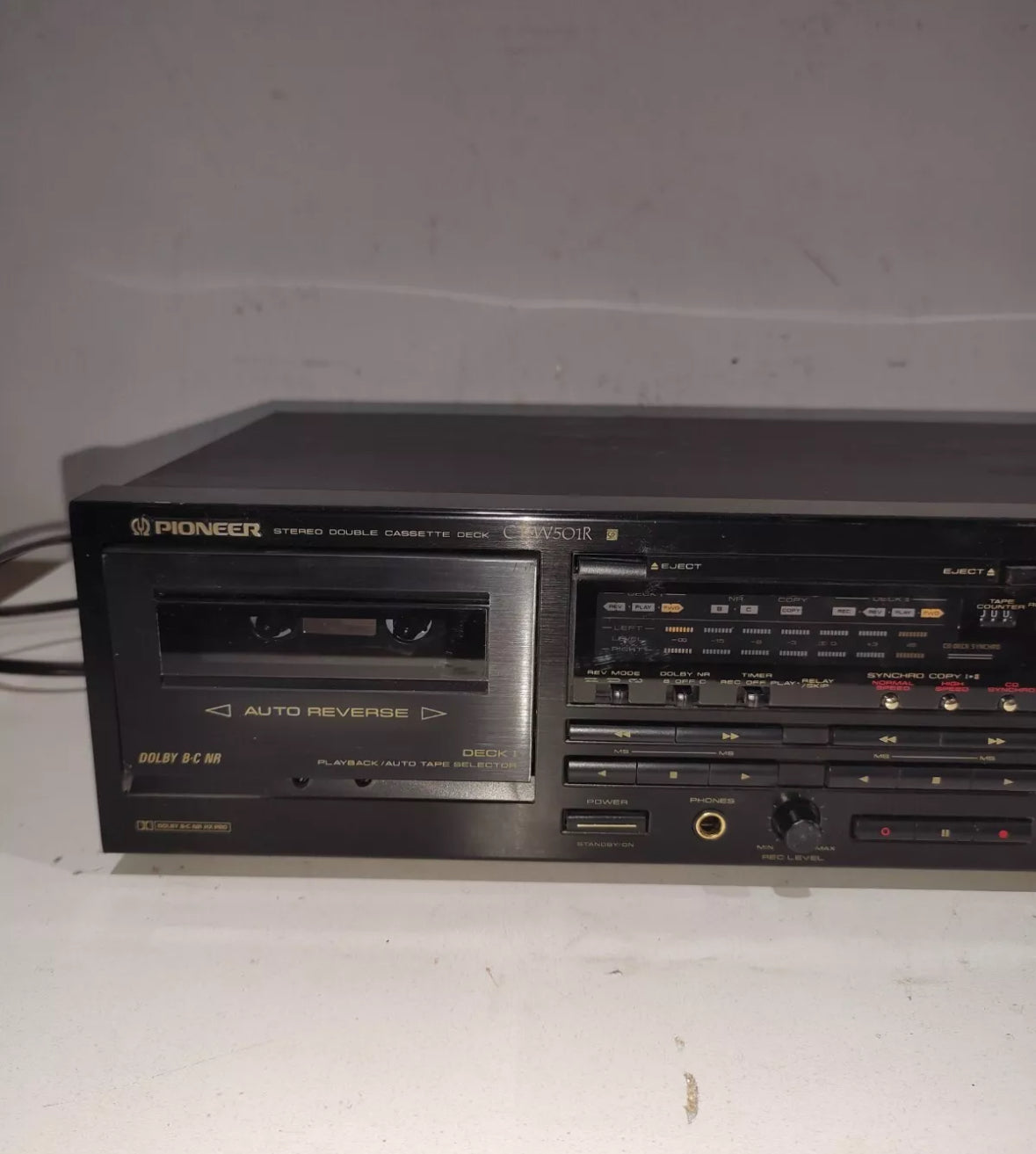 Pioneer CT-W501R Double Cassette Deck Dolby B-C NR HX Pro Auto Reverse Working