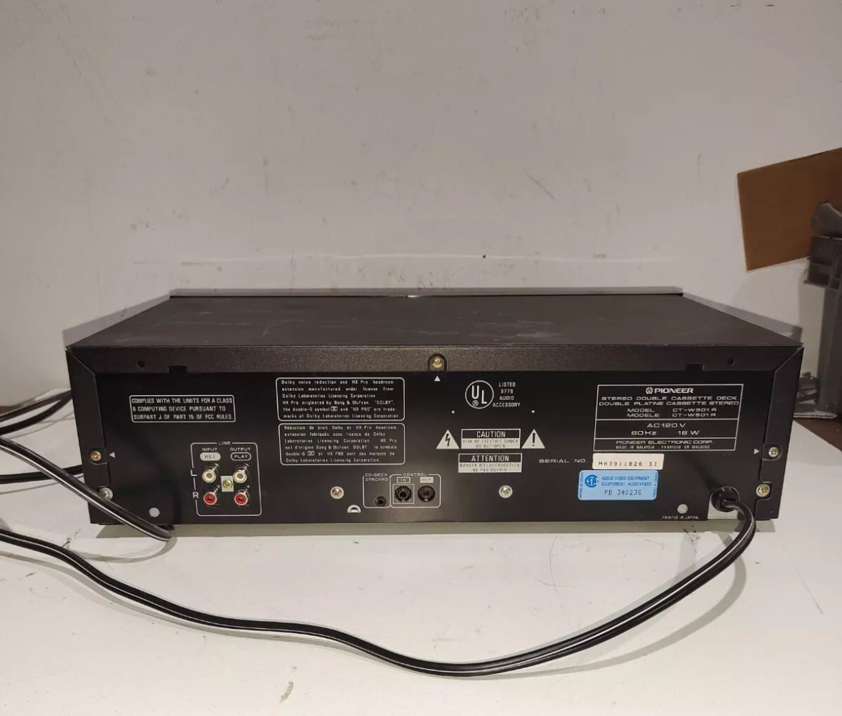 Pioneer CT-W501R Double Cassette Deck Dolby B-C NR HX Pro Auto Reverse Working