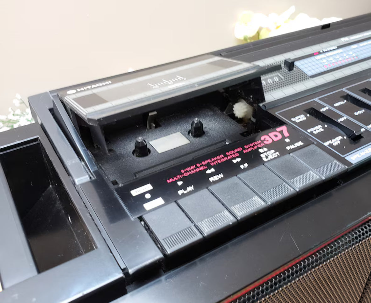 Hitachi TRK-7620HC Boombox Radio Cassette w/built-in Sub + Equalizer Very Rare