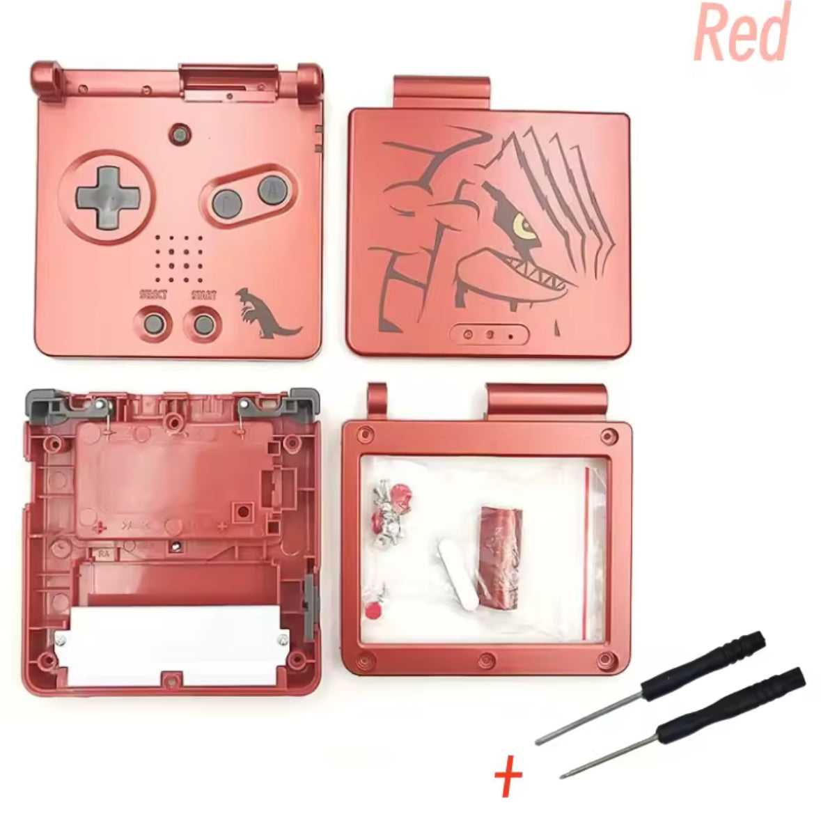 Pokemon Gameboy Advance SP Groudon Pokemon Ruby Shell Cover DIY Replacement