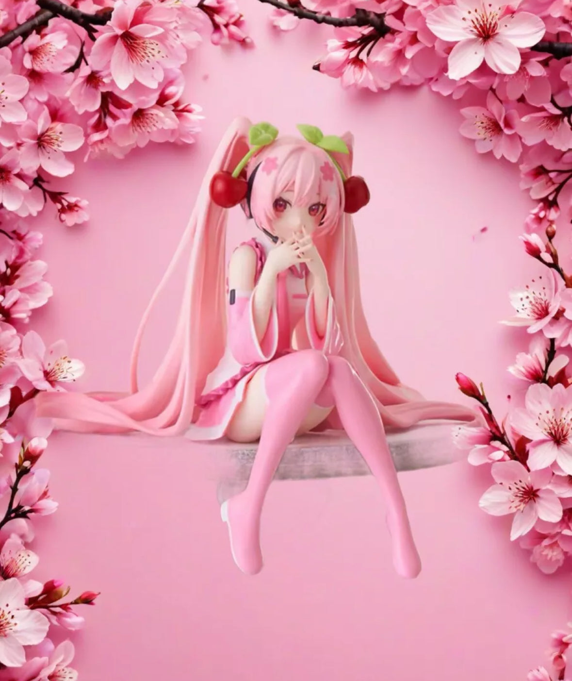 Hatsune Miku Action Figure Cherry Blossom Kawaii Model Pink 10cm Brand New