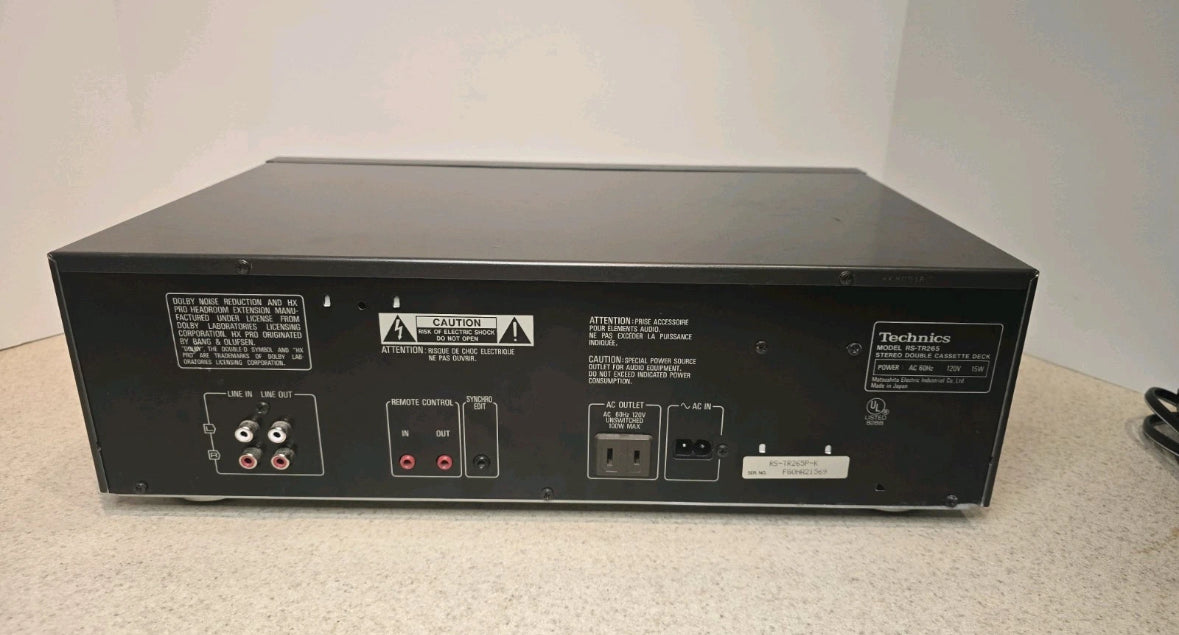 Technics RS-TR265 Stereo Double Cassette Tape Deck HX-PRO Dual Auto Reverse