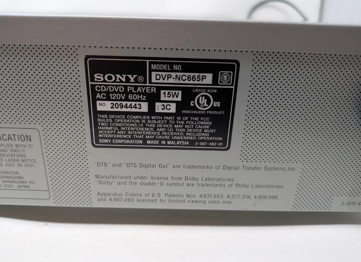 Sony DVP-NC665P 5-Disc Precision Cinema Progressive DVD/CD Changer w/NEW Remote!