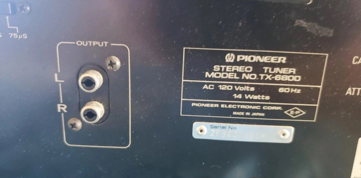 Vintage Pioneer TX-6800 Stereo Tuner Tested Working Extremely Rare Custom Switch