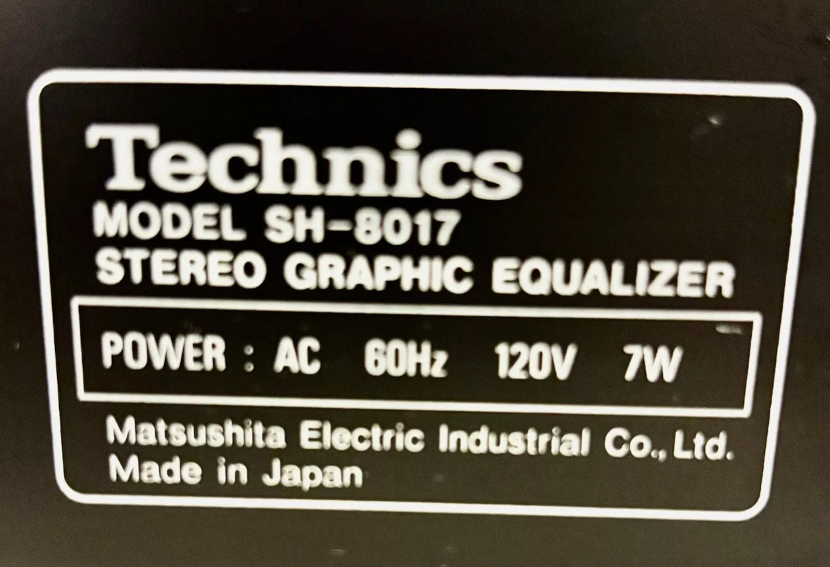 Vintage Technics SH-8017 Stereo Graphic Equalizer 2 Channel 7 Band TESTED