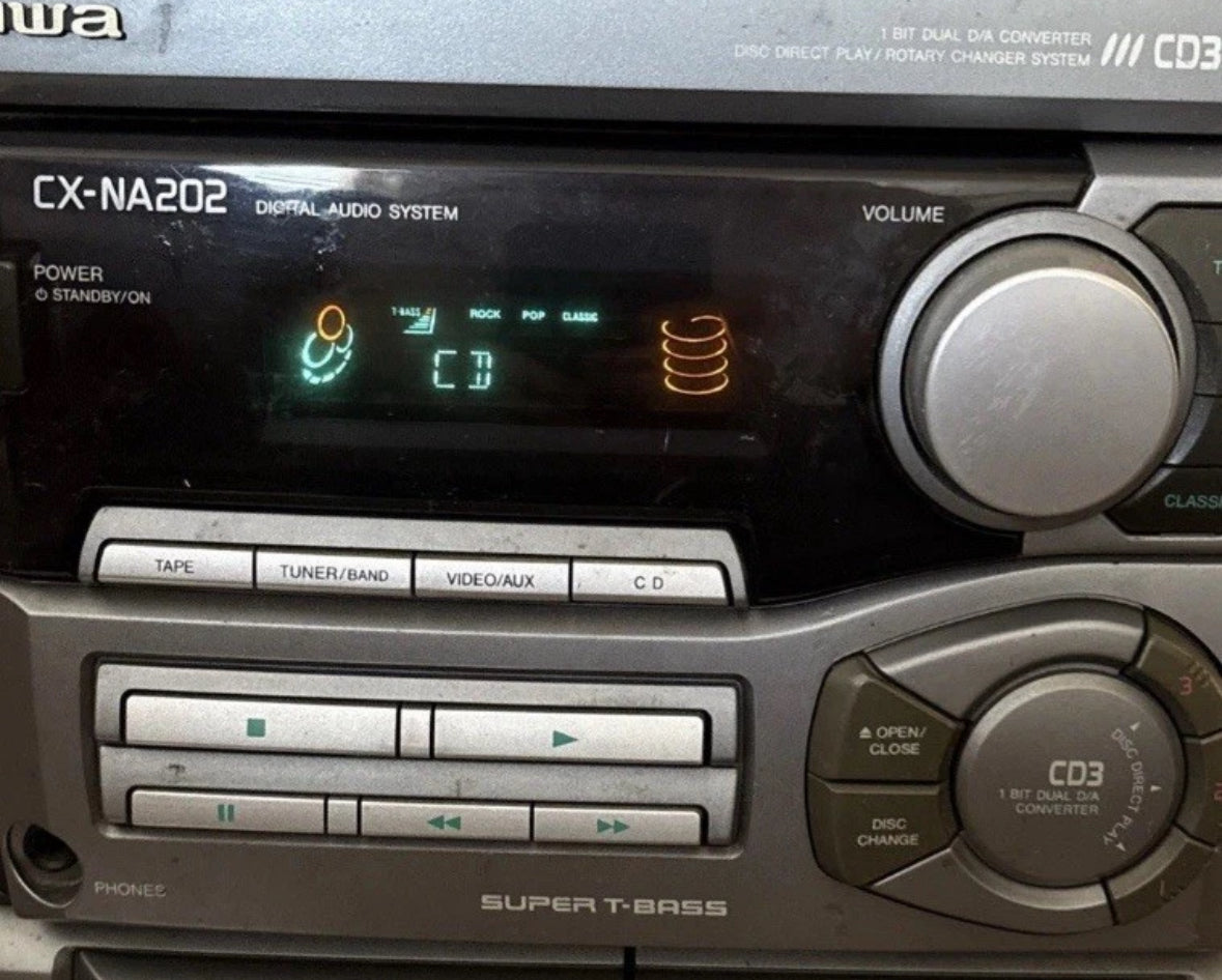 AIWA Stereo System CX-NA202 CD Cassette Player All Functions Working Well! 🔥