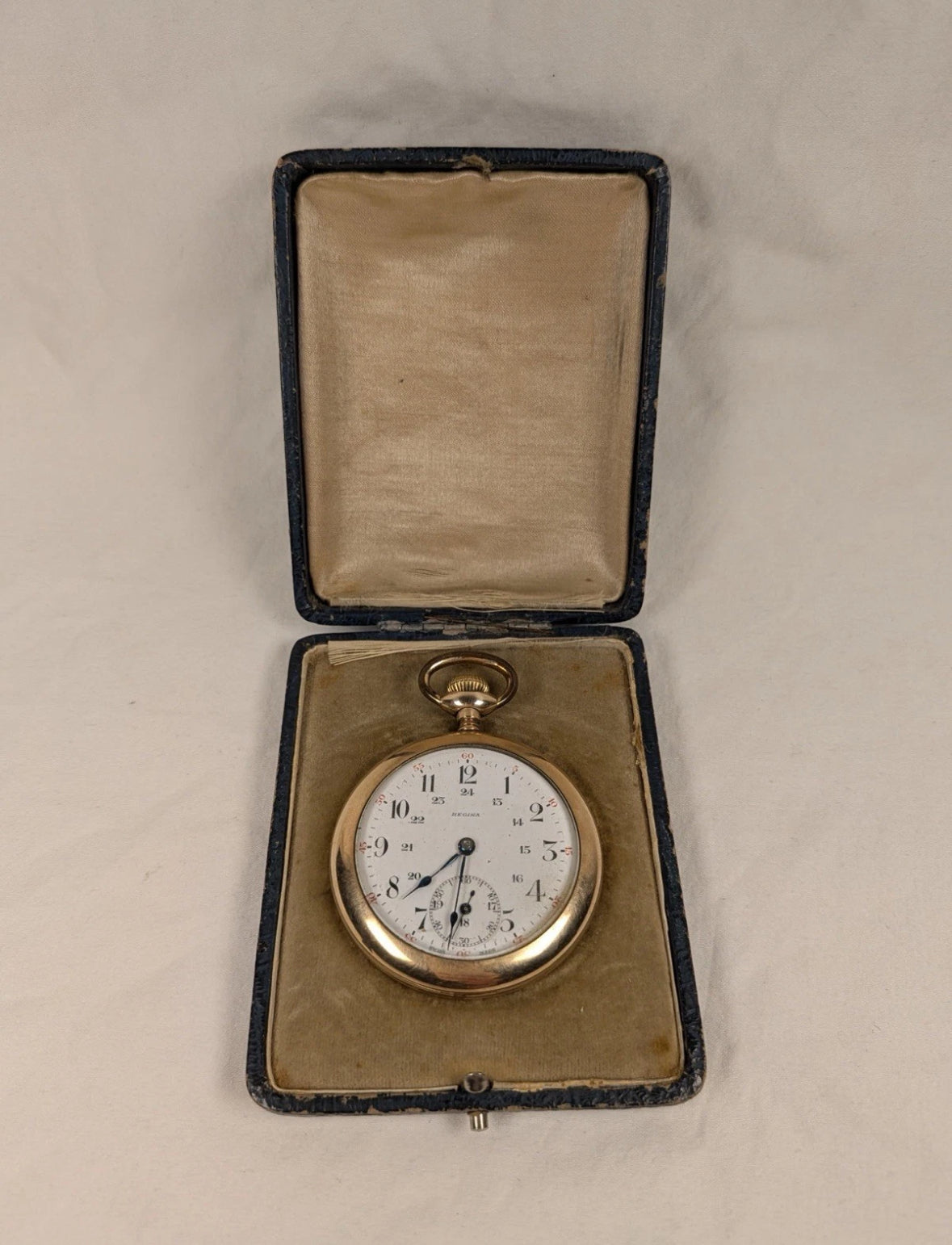 Early REGINA (Omega) Pocket Watch 18s Private Label Swiss Made ORIGINAL CASE!