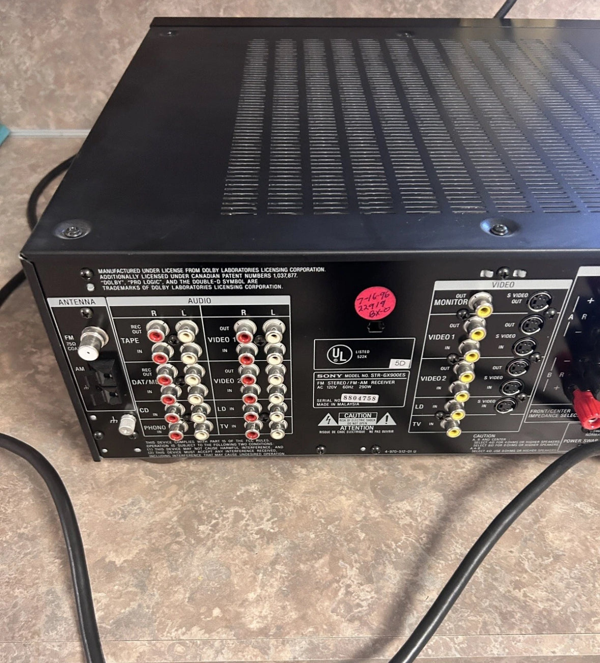 Sony STR-GX900ES 5.1 Stereo Receiver 100 WPC Beastly Surround Sound Works 👌