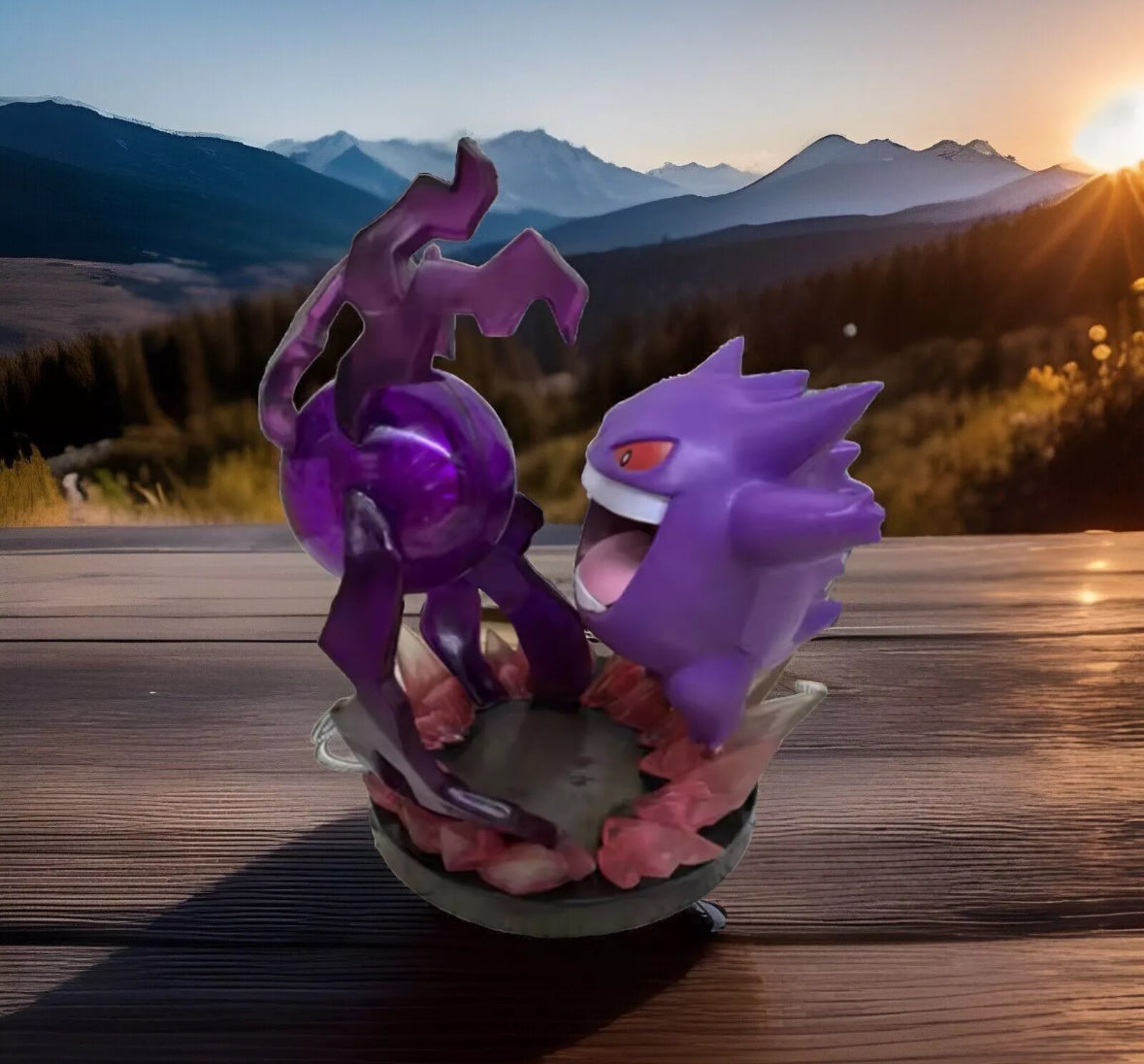Vintage 18cm Pokemon Figure Gengar Shadow Ball Art Action Scene New With Box
