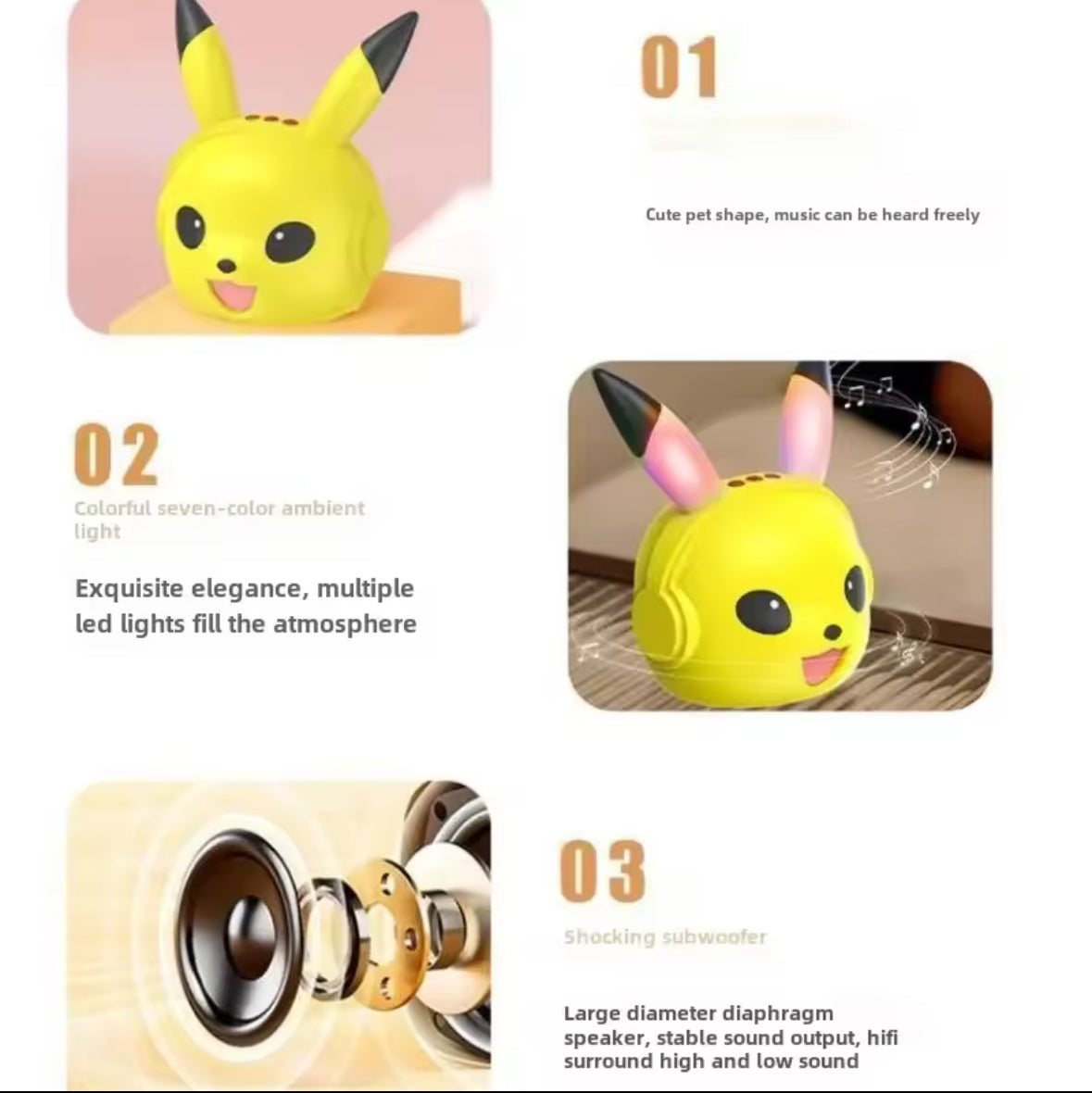 Pikachu Wireless Bluetooth Speaker Portable Small Speaker Heavy Subwoofer NIB