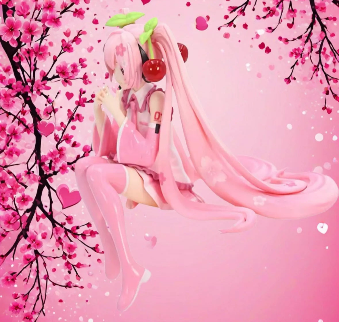 Hatsune Miku Action Figure Cherry Blossom Kawaii Model Pink 10cm Brand New