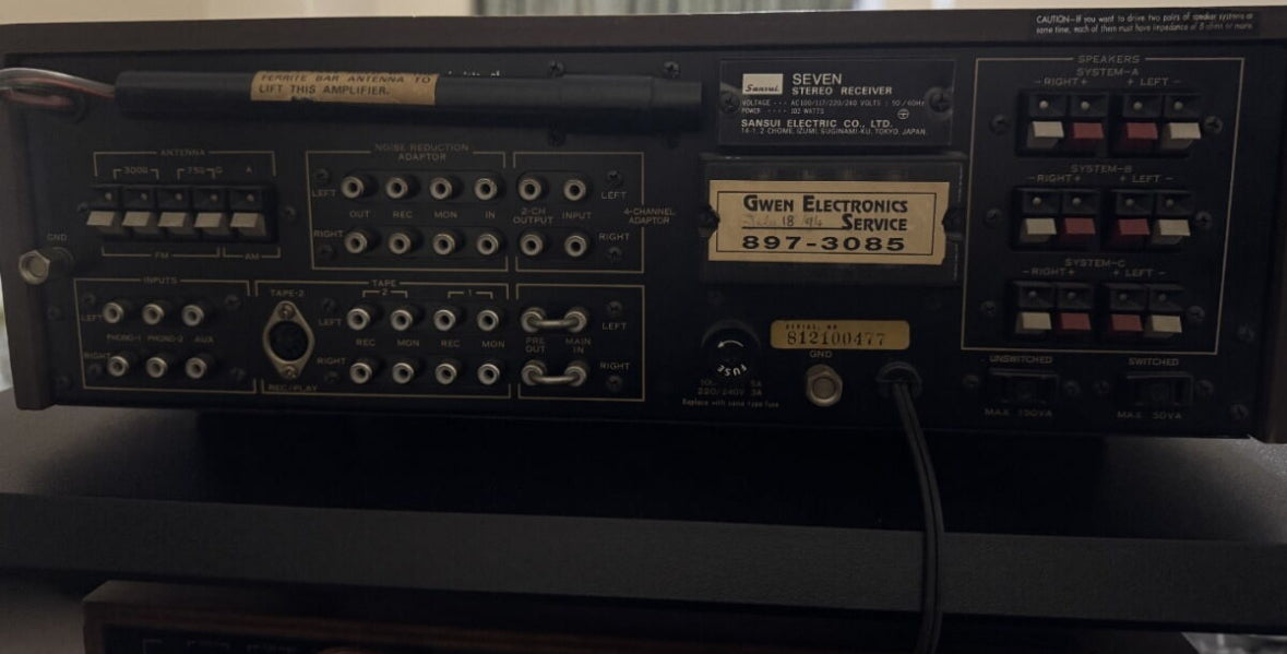 SANSUI Model Seven Stereo Receiver w/ Phono & Original Manuals. Fully Functional