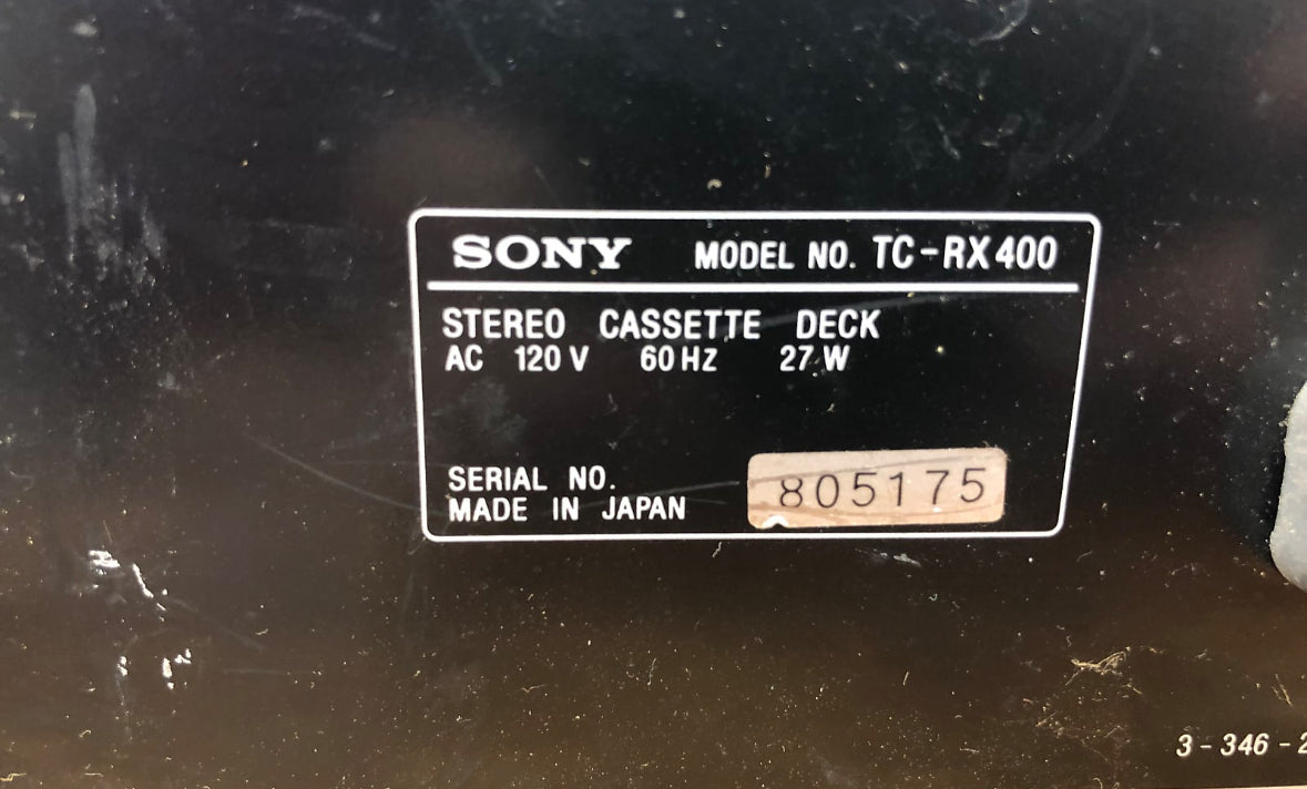 Sony TC-RX400 Stereo Cassette Deck W/ Original Box Vintage Japan *Tested Working