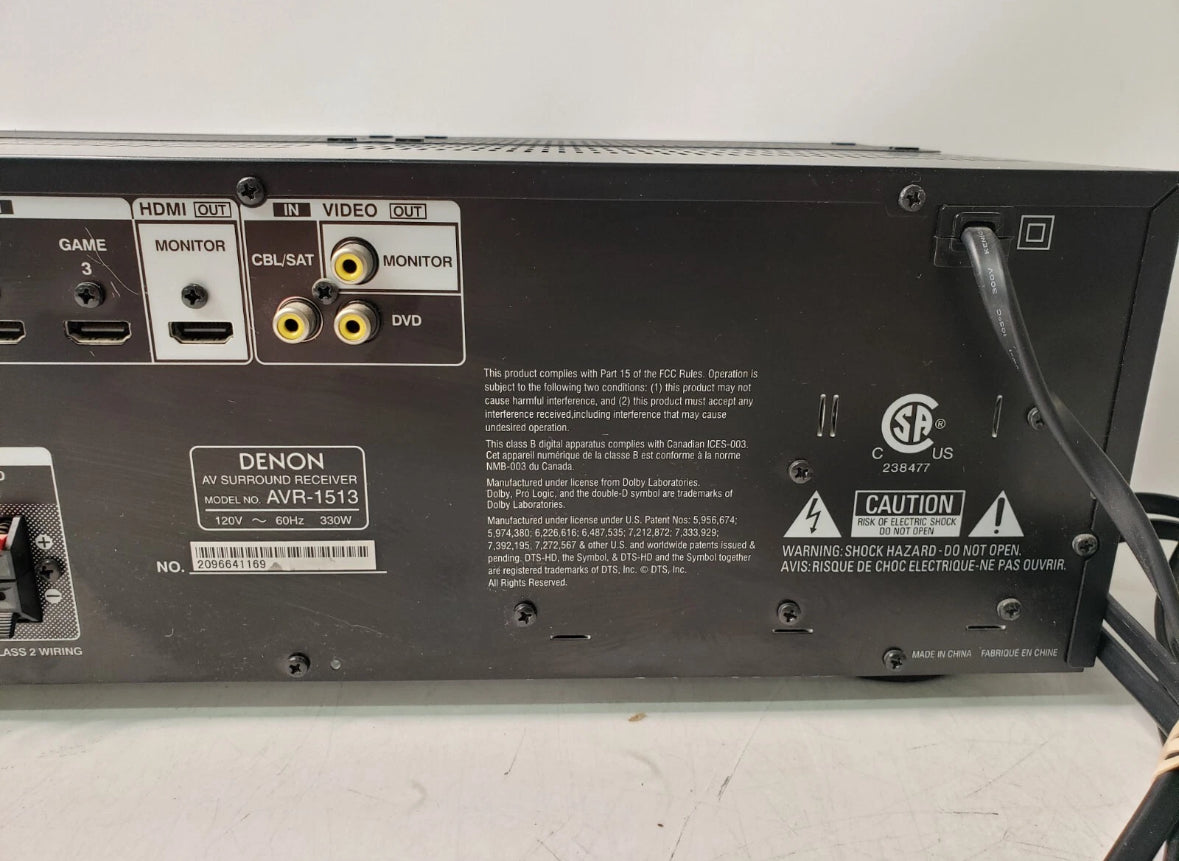 Denon AVR-1513 5.1 HDMI Home Theater Surround Sound Tested W/ REMOTE Bundle 330W