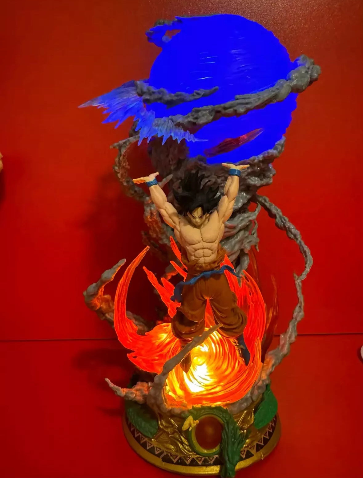 9" Dragon Ball Z Goku Son Goku Statue Figure Lamp Spirit Bomb Genki Dama W Box