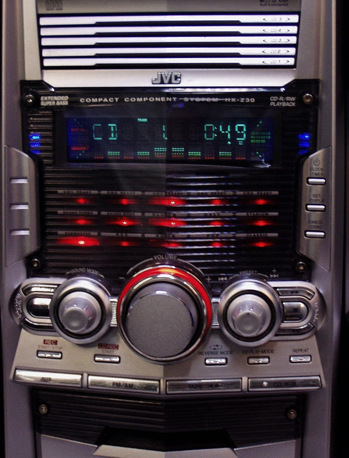 Vtg JVC HX-Z30 Tower of Power Shelf STEREO AM/FM 5 Disc CD Player w/ Bluetooth