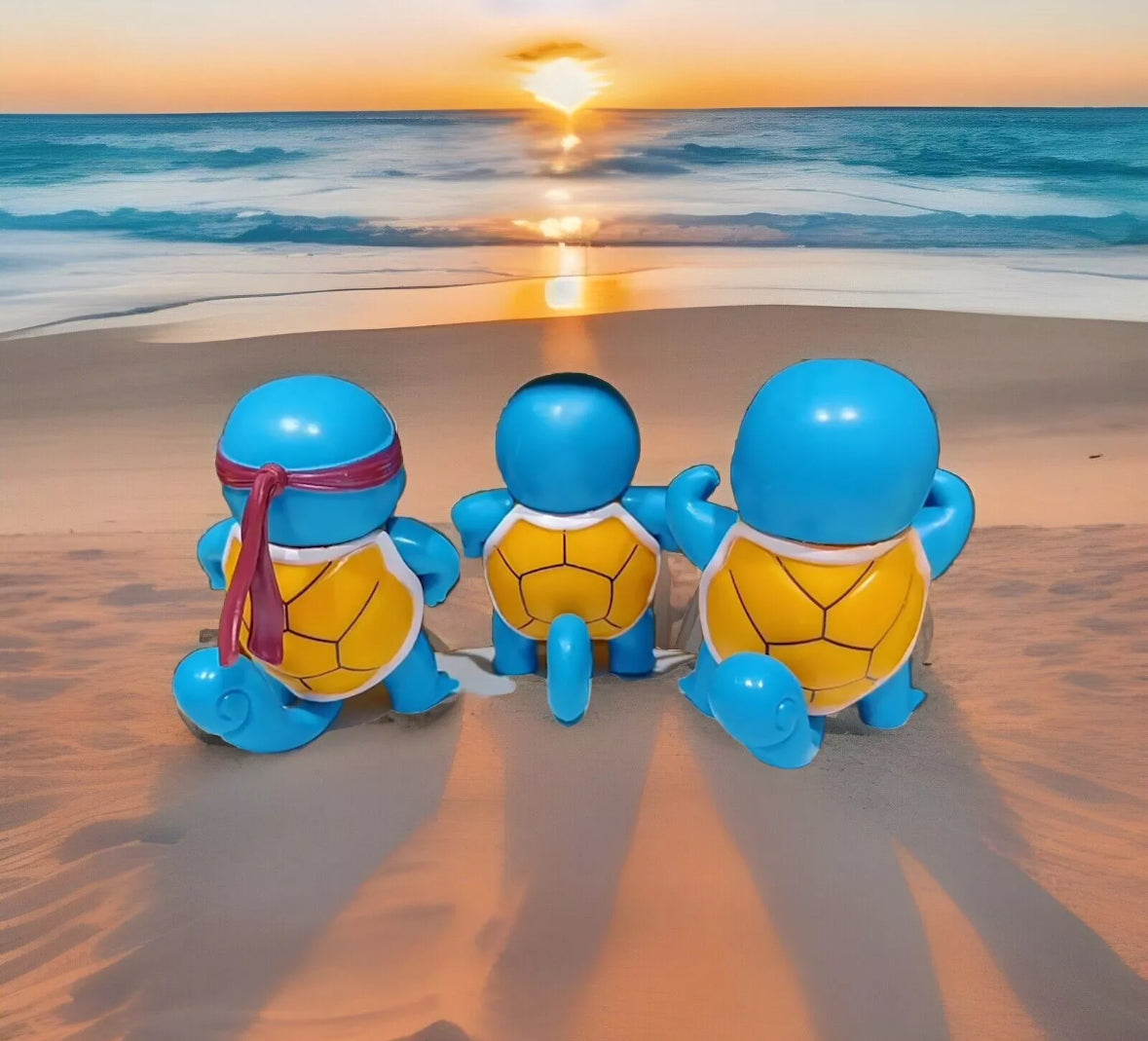 3 Piece Pokemon Squirtle Squad Action Figures Glasses Action Figure Brand New