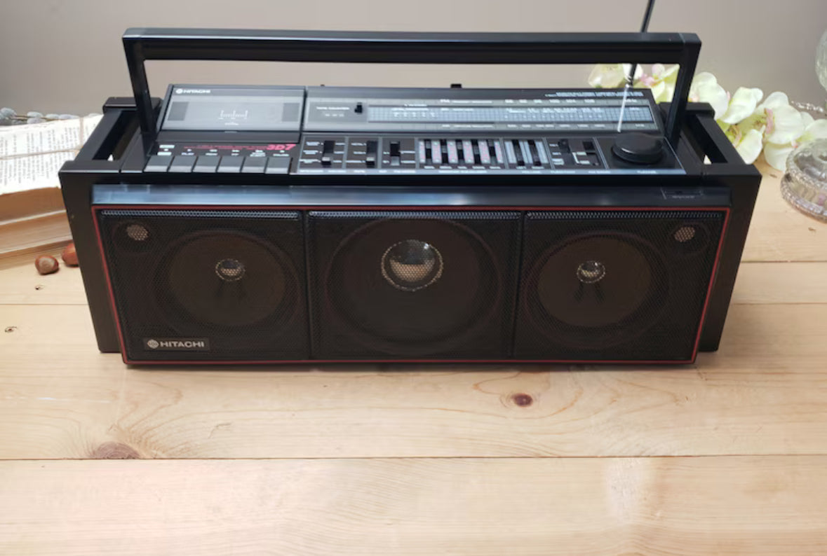 Hitachi TRK-7620HC Boombox Radio Cassette w/built-in Sub + Equalizer Very Rare