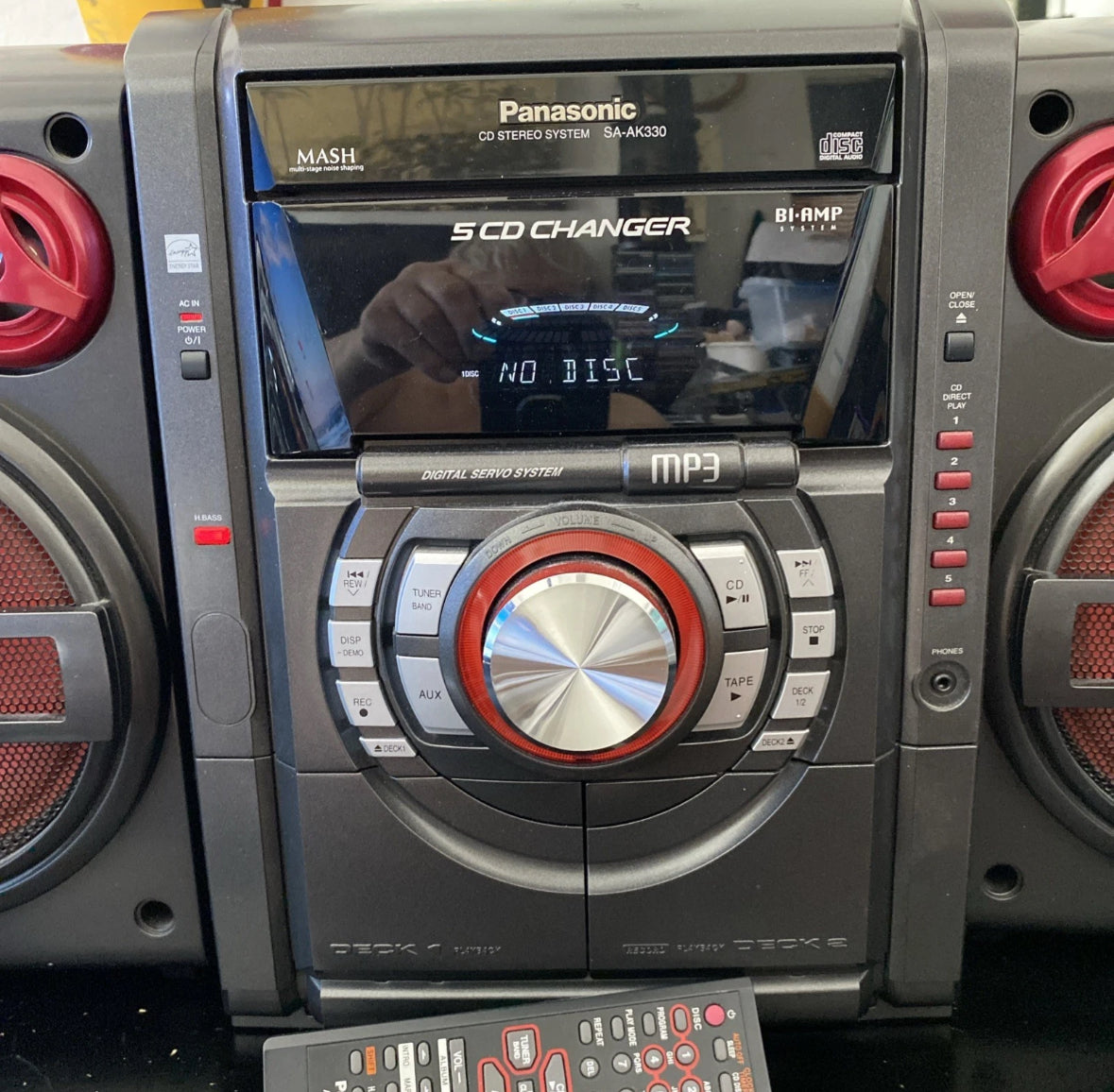 Panasonic SA-AK330 5 CD-AM/FM Dual Cassette Stereo Receiver & Remote & Subwoofer
