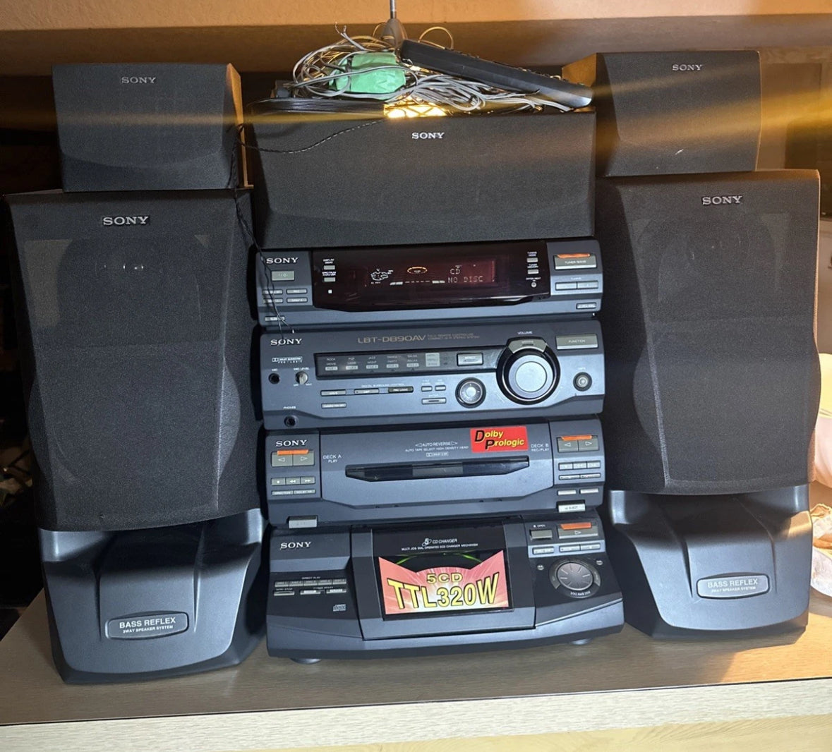 Vintage 1997 Sony LBT-D890AV Stereo System With Speakers Tested Working Monster