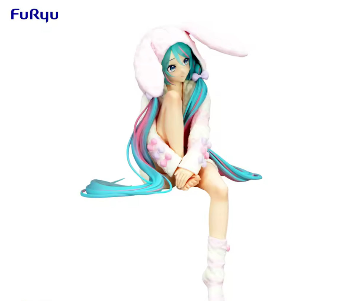 15CM Anime HATSUNE MIKU Figure Noodle Stopper Figure Rabbit Ear Pajamas