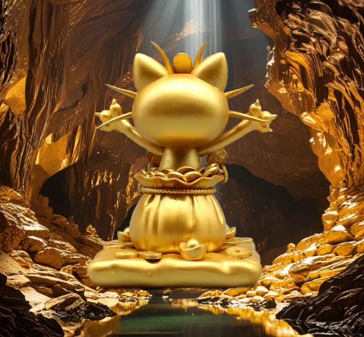 13cm Vintage Pokemon Meowth Sprinkle Gold Coins Anime Figure Model New Box