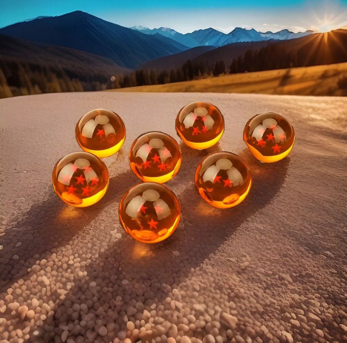 VINTAGE 3.5cm Dragonball Z Shenron 7 Balls Set New With Box