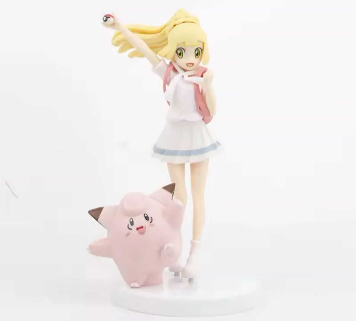 8” Pokemon Trainer Lillie & Clefairy Statue Figure Model Toy Collectible New Box