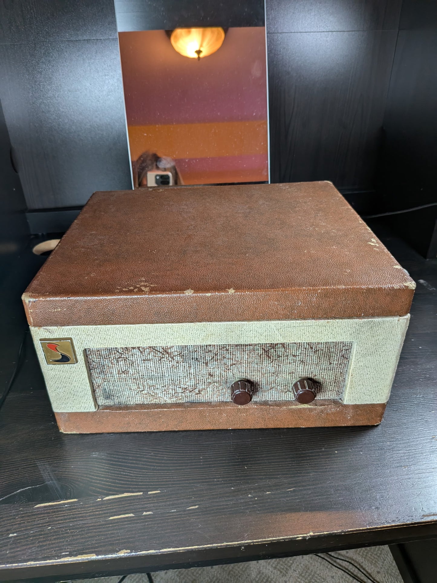 Antique Vintage Working Symphonic Briefcase Turntable Vinyl Record Player V RARE