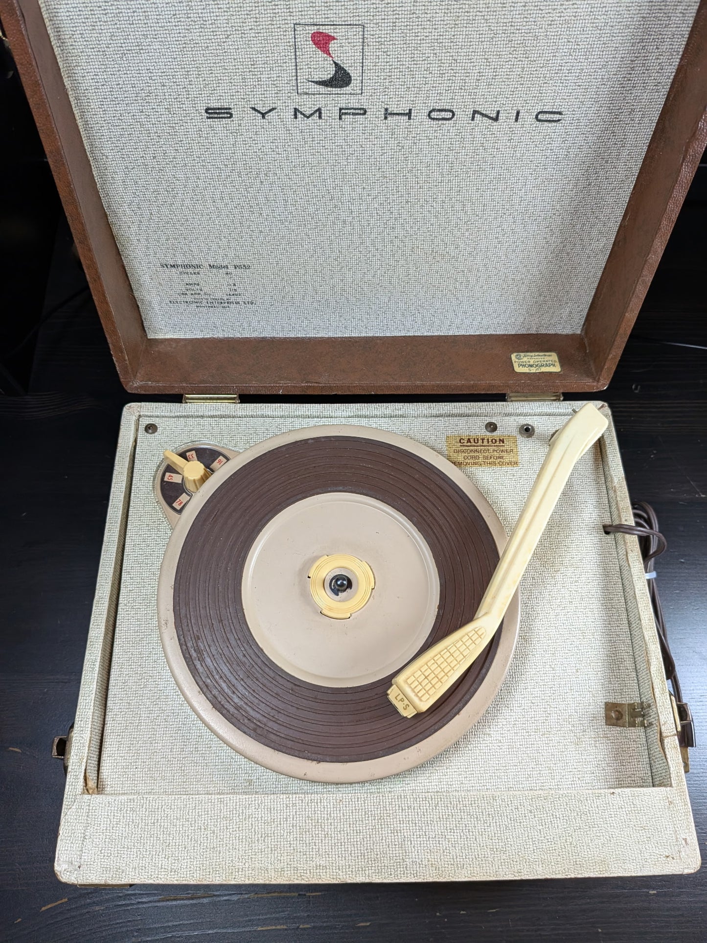 Antique Vintage Working Symphonic Briefcase Turntable Vinyl Record Player V RARE