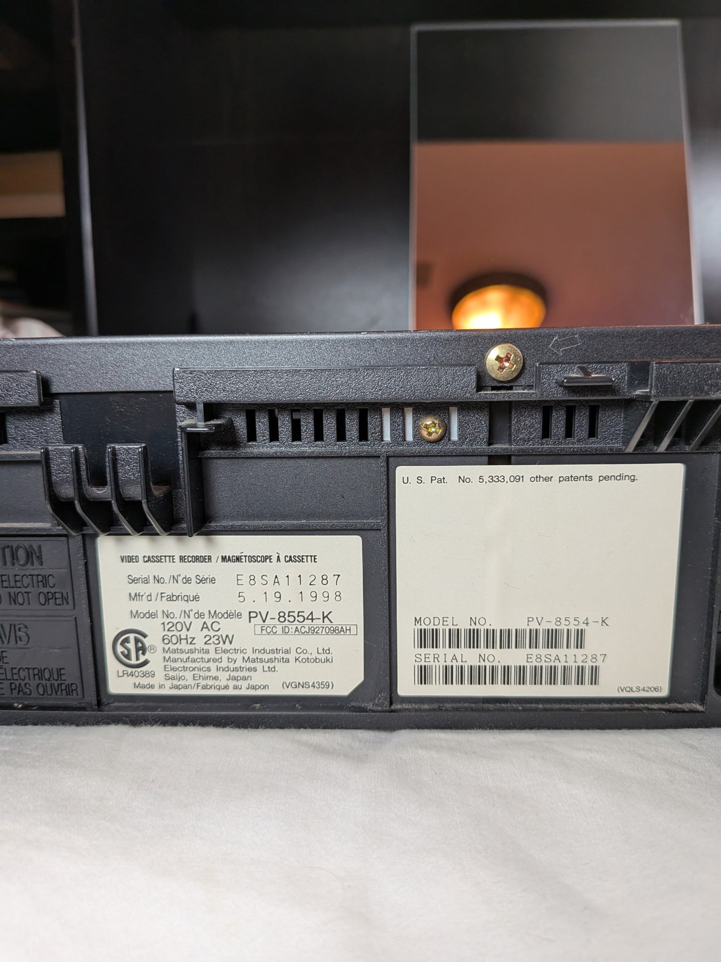 Panasonic PV-8554-K Omnivision Blue Line 4 Heads VCR Japan Working High End