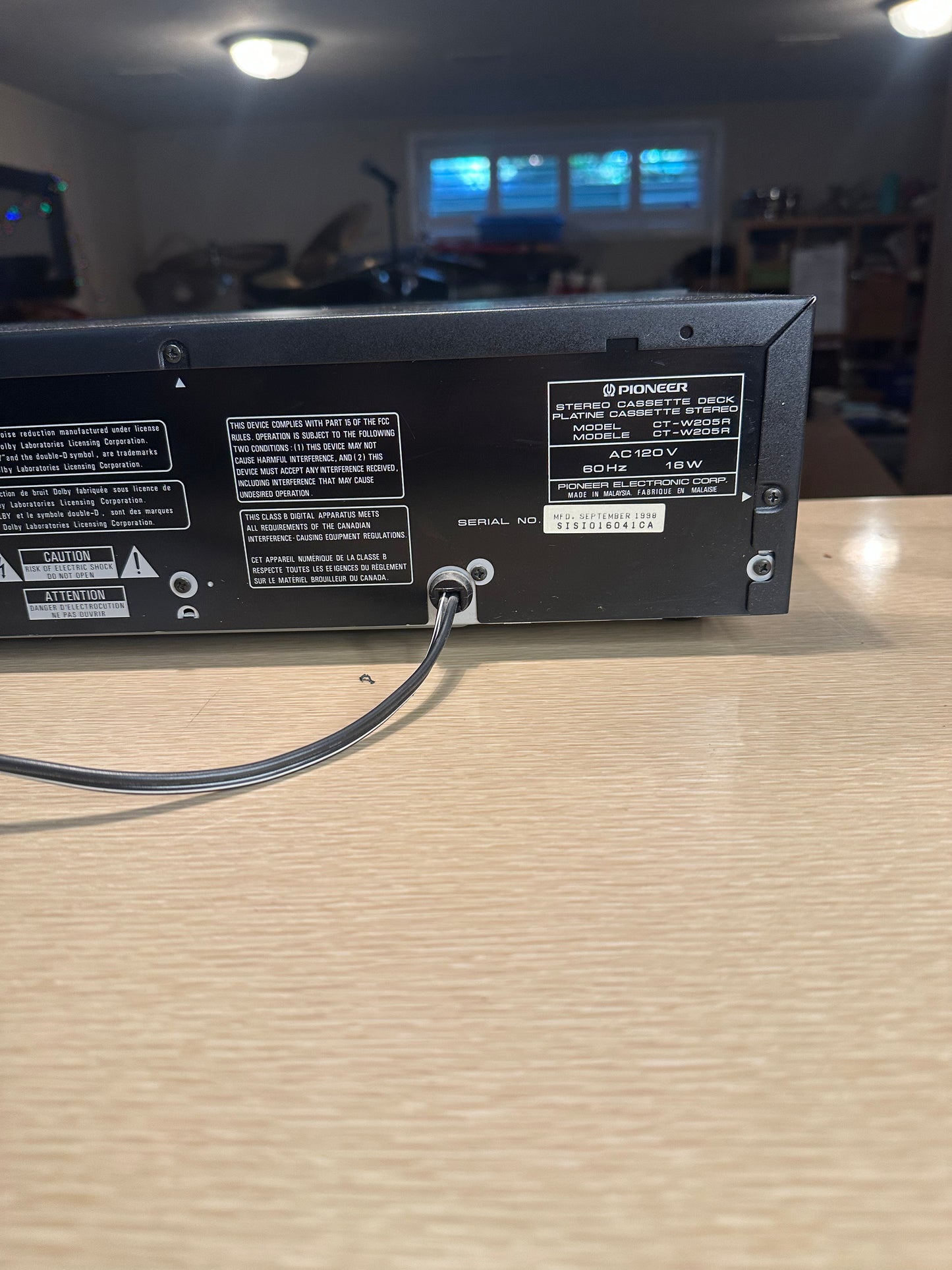 Pioneer CT-W205R Dual Stereo Cassette Player Auto Reverse CLEANED NEW BELTS