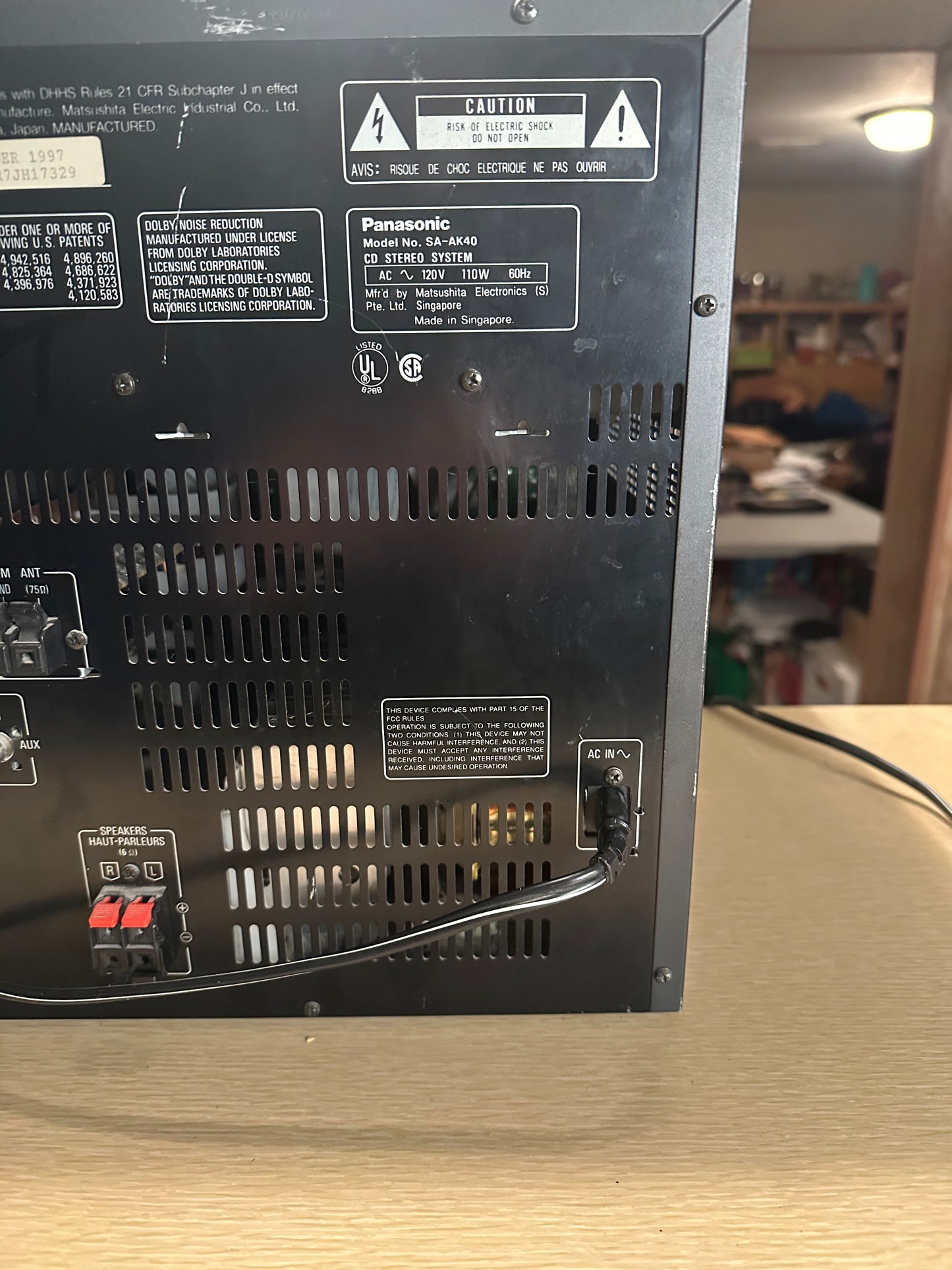 Panasonic Radio Stereo System Boombox SA-AK40 5 CD Changer dual Tape Only Works