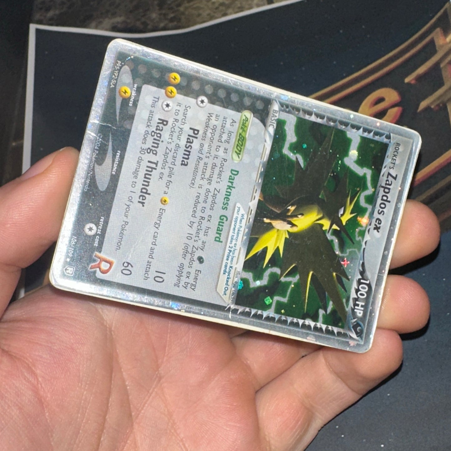Rocket's Zapdos ex 106/109 Team Rocket Returns Holo HP/DMG Vintage Pokémon Card