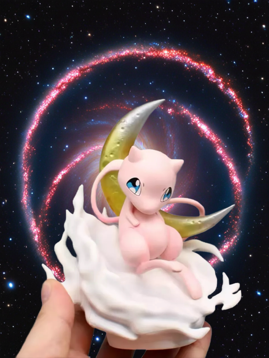 14cm Pokemon Anime Action Figure Mew on Moon Scene figurine action figure New