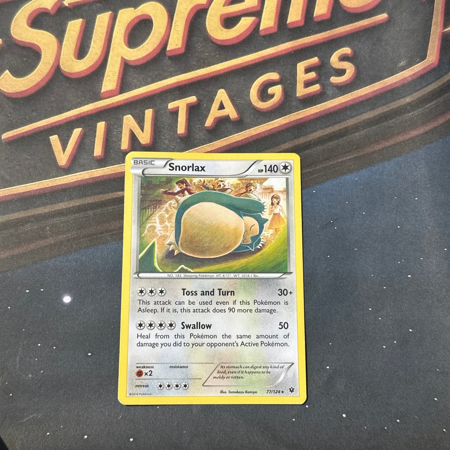 Snorlax 77/124 Fates Collide Pokemon Card Tomokazu Komiya LP