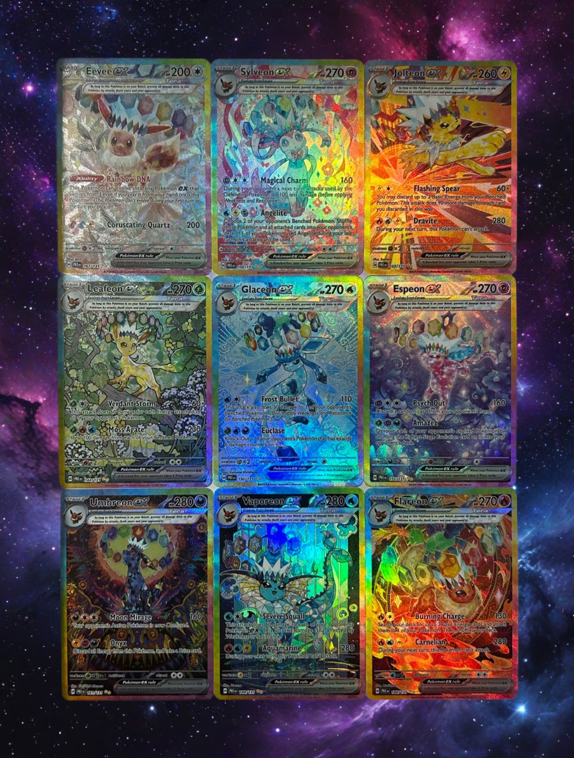 Pokemon Prismatic Evolutions 9 Card Eeveelution Set Umbreon 161/131 High Quality Replicas