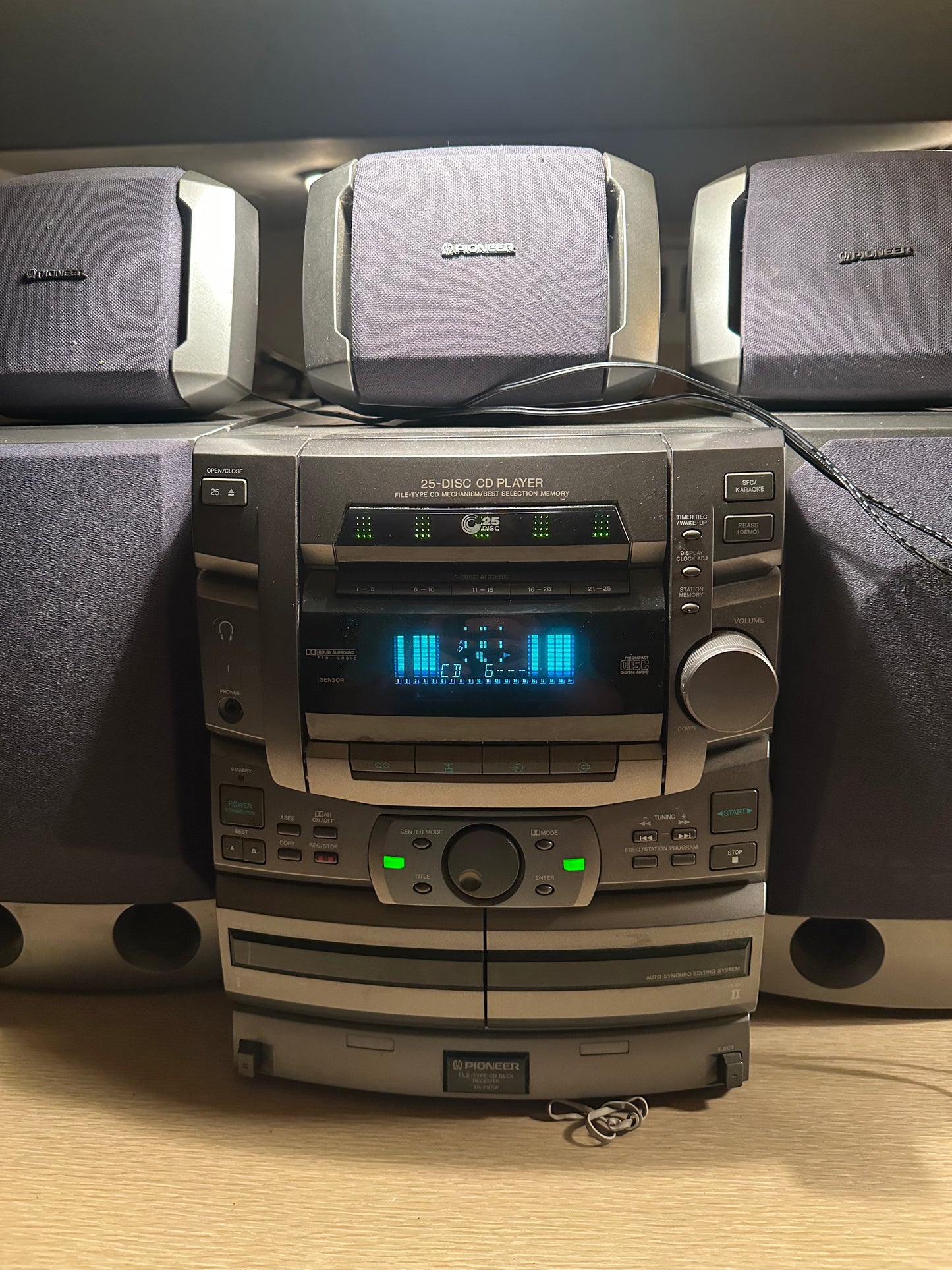 Pioneer Stereo File Receiver System 25 CD AM FM Dual Cassette Audio XR-P970F
