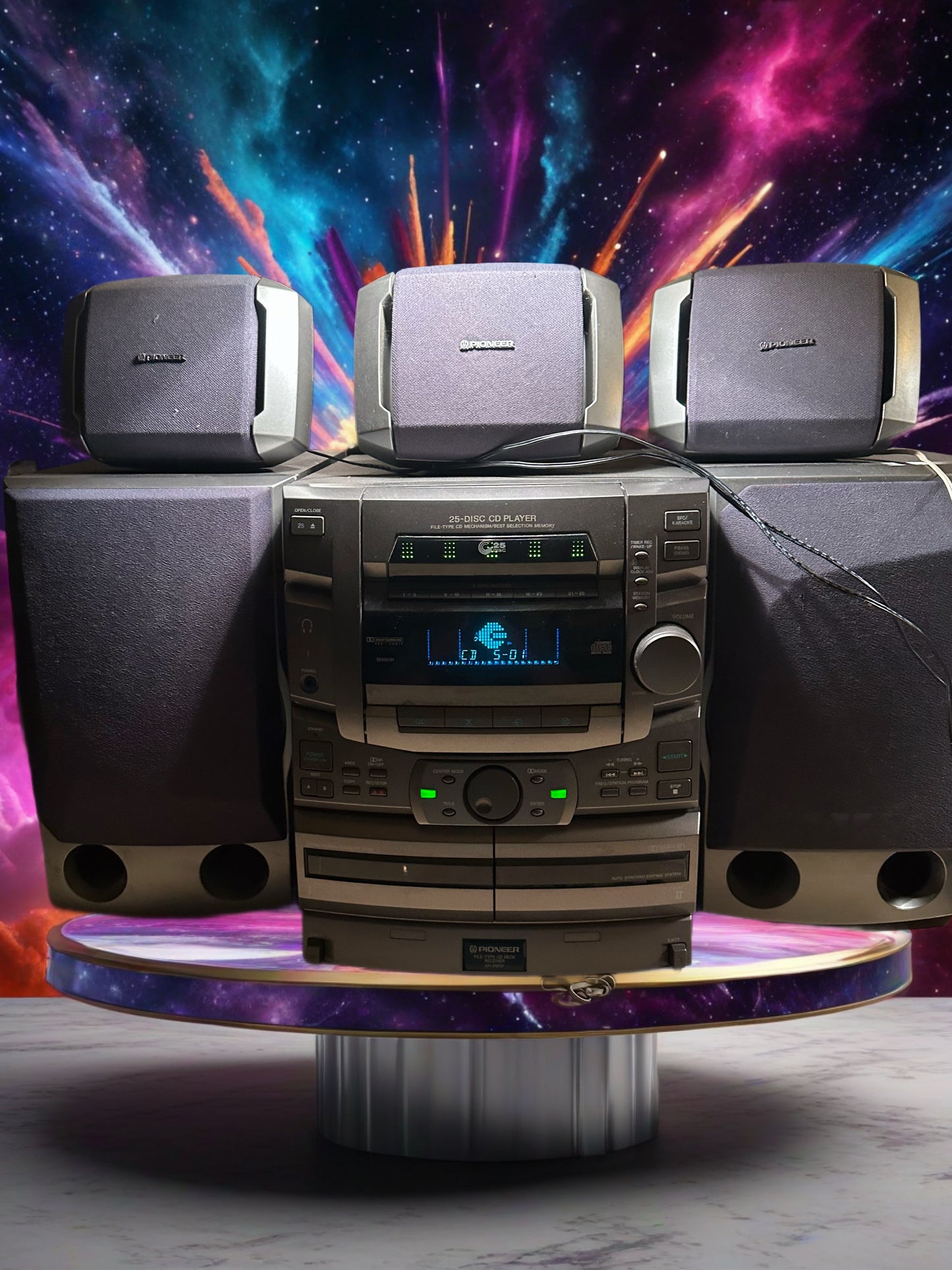 Pioneer Stereo File Receiver System 25 CD AM FM Dual Cassette Audio XR-P970F