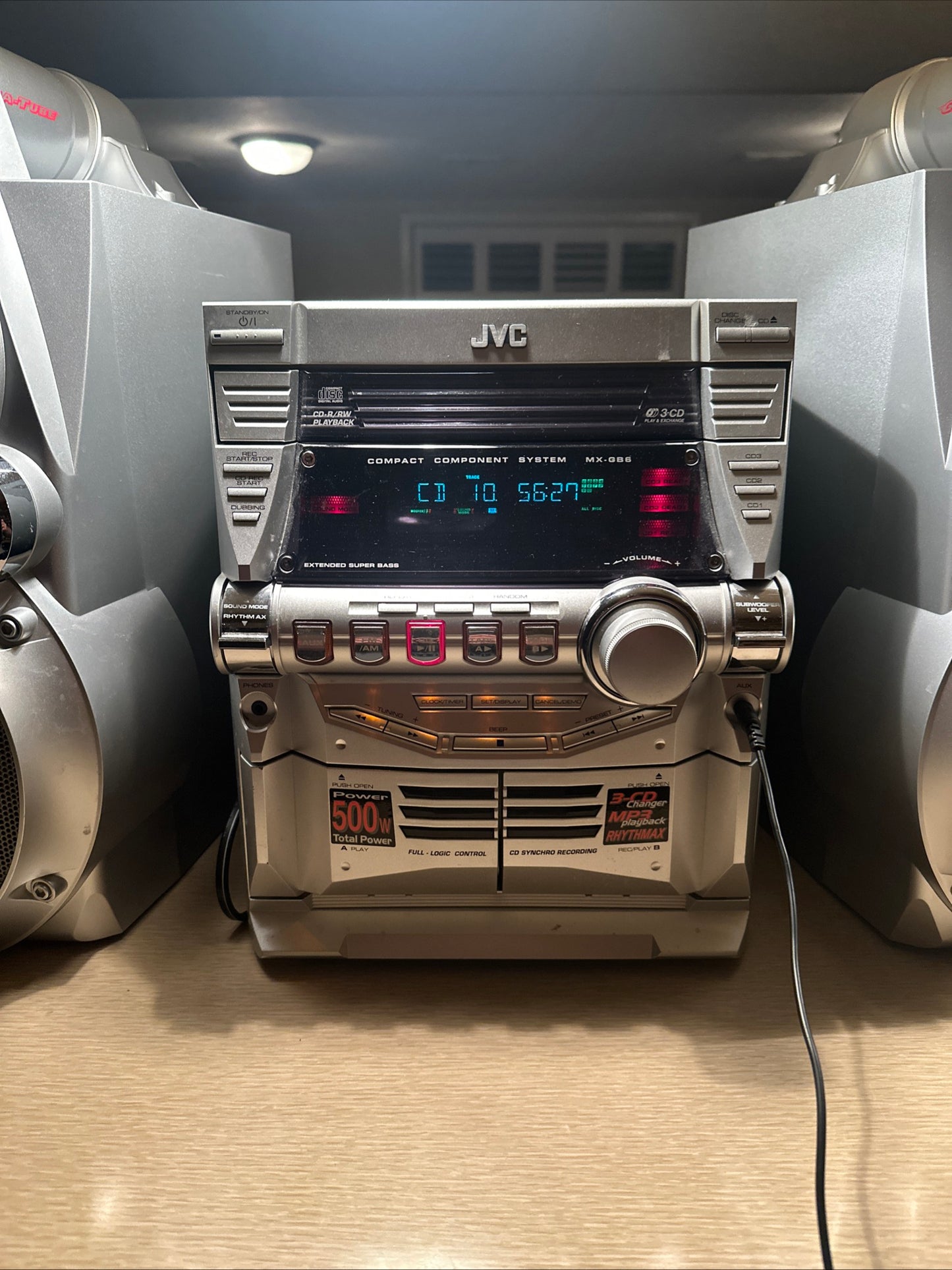 JVC Compact Stereo System MX-GB6 CD Boombox Vintage Dual Cassette Player 500W🔥