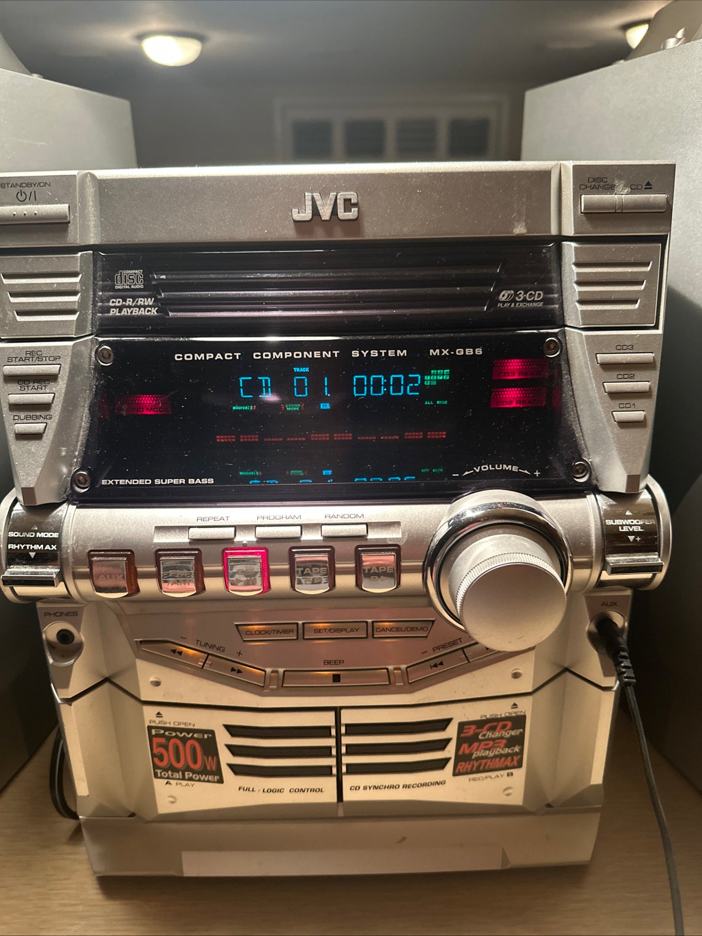 JVC Compact Stereo System MX-GB6 CD Boombox Vintage Dual Cassette Player 500W🔥