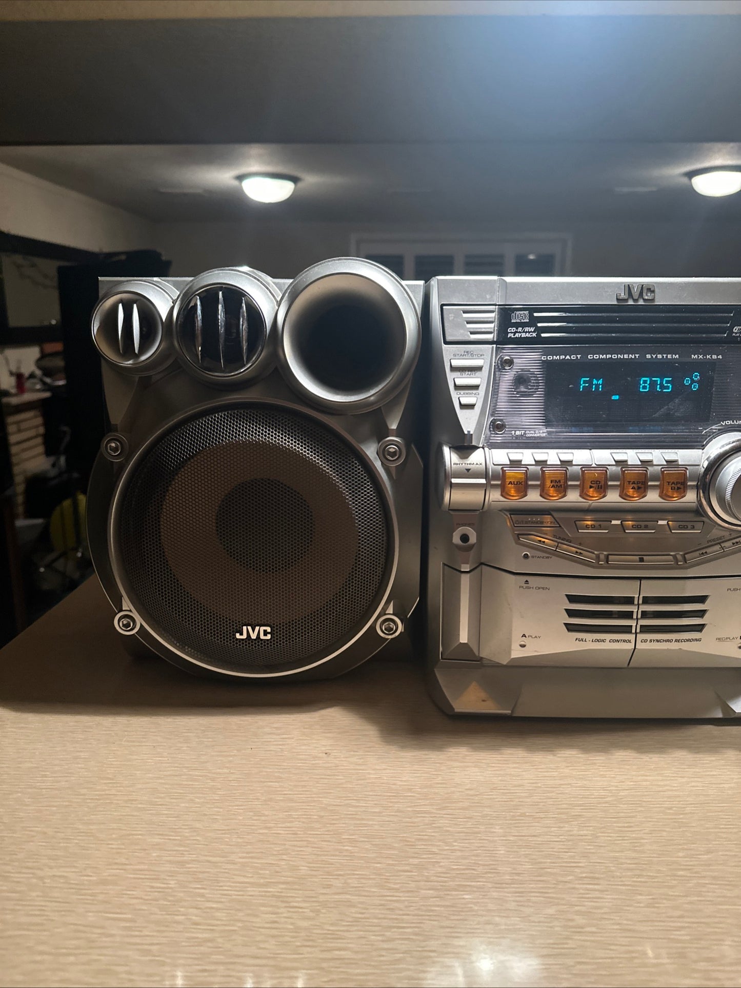 JVC Compact Component System MX-KB4 Stereo 360W Cassette Bass Tested WORKS Rare